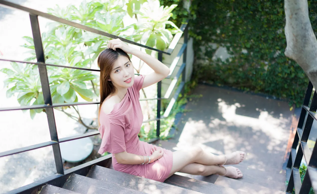 [Mzsock] NO.176 Jin Yunqiao pink dress and short skirt with cool and beautiful legs street photography#[47P]-35