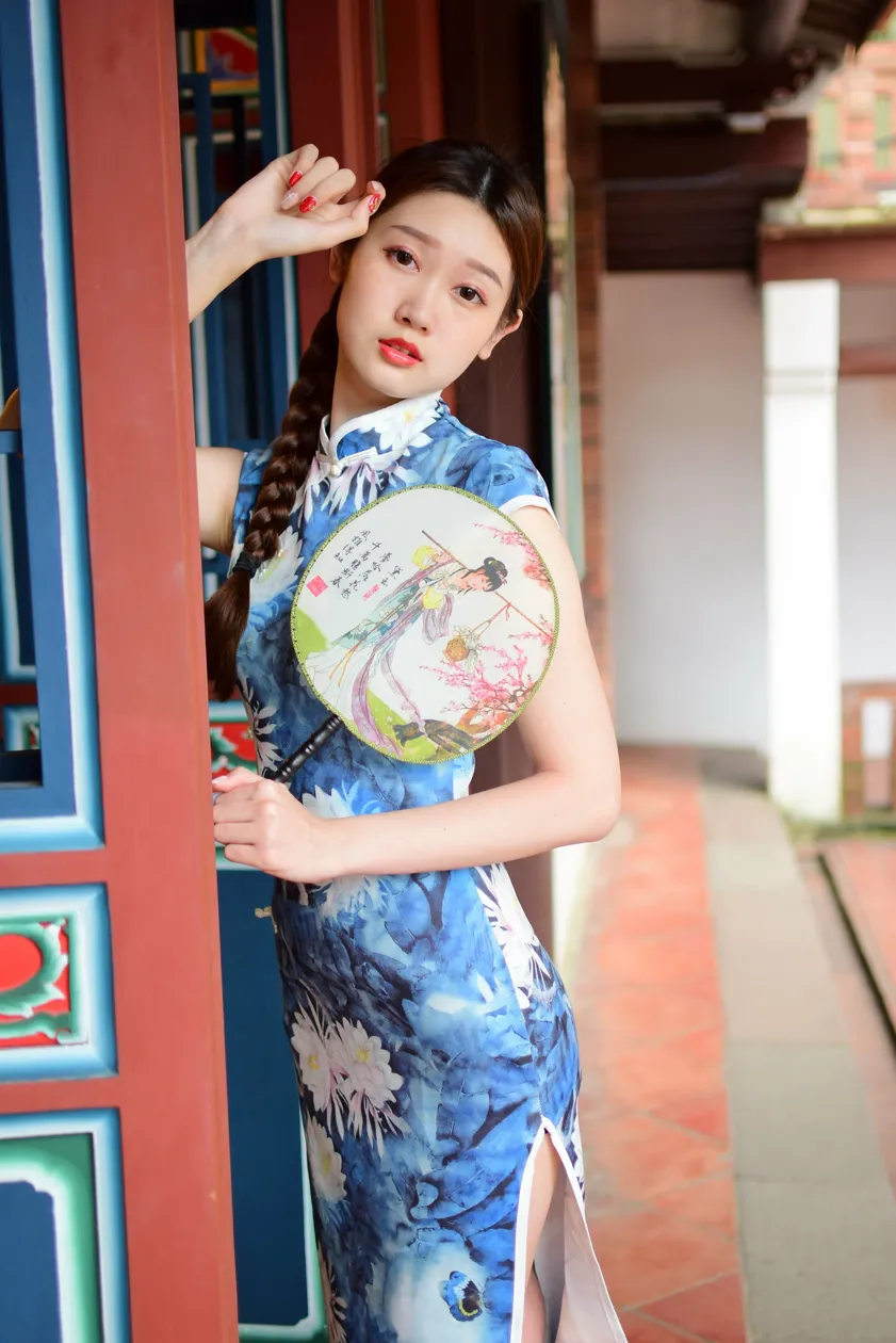 [Mzsock] NO.174 USD High-cut long cheongsam with white high heels and beautiful legs street photography#[105P]-33