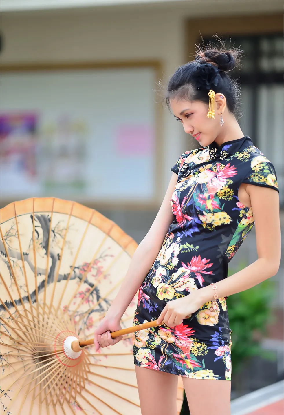 [Mzsock] NO.191 Chen Mengxin short cheongsam high heels beautiful legs street photography#[100P]-56